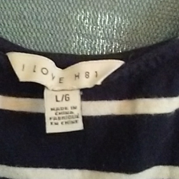 Stripey Navy blue long tee - Picture 2 of 3